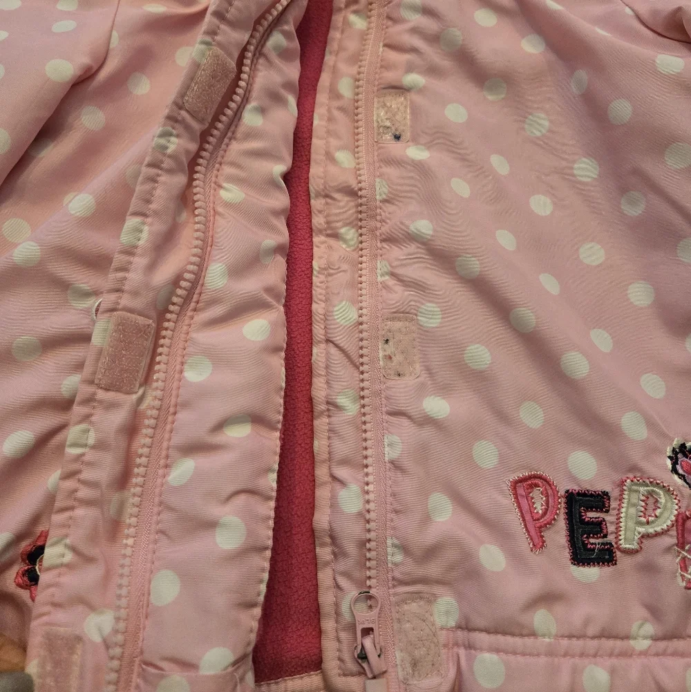 Vintage Y2k 2003 Peppa Pig Pink Polka Dot Hooded Jacket